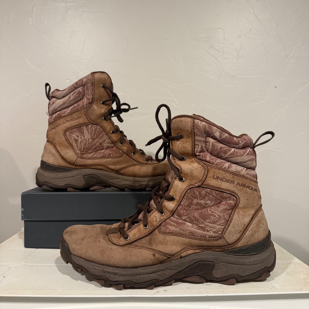 Under Armour Hunting Boots Mens 12 Brown‎ Good Side Zip Camo 1230876-241